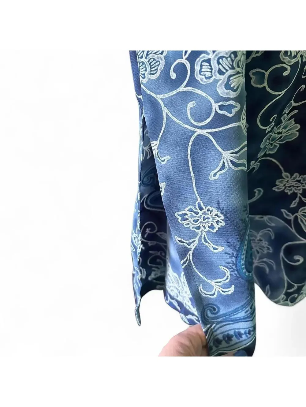 Vintage REQUIREMENTS Blue & White Floral Paisley Maxi Skirt - Size L